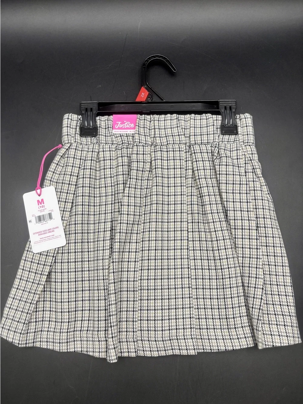 NWT Justice Girls Plaid Pleated Skort – Size M (10)